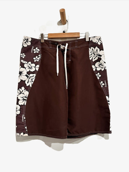 Vintage MV Fashion Chocolate Brown Hawaiian Shorts - 9
