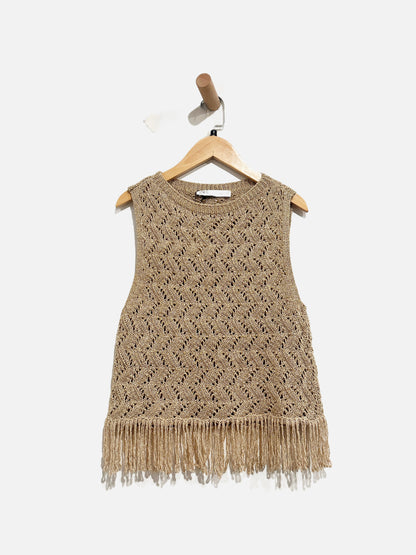 Zara Gold Fringe Tank - Small