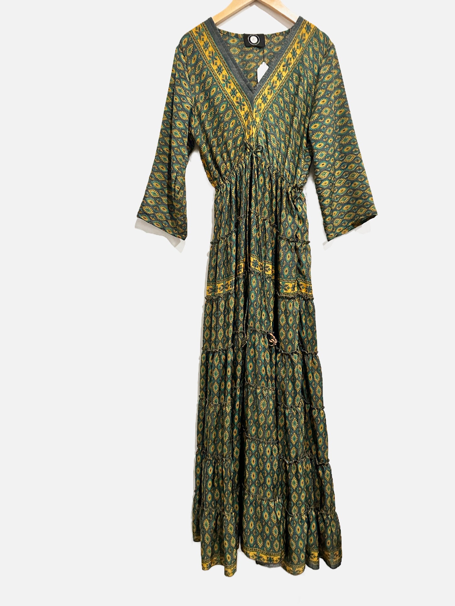 Abbu’s Collection Navy and Yellow Medallion Print Maxi Dress
