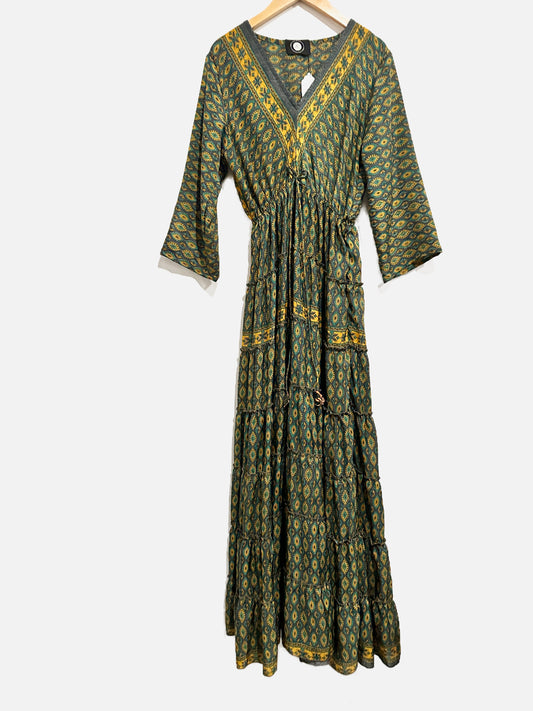 Abbu’s Collection Navy and Yellow Medallion Print Maxi Dress