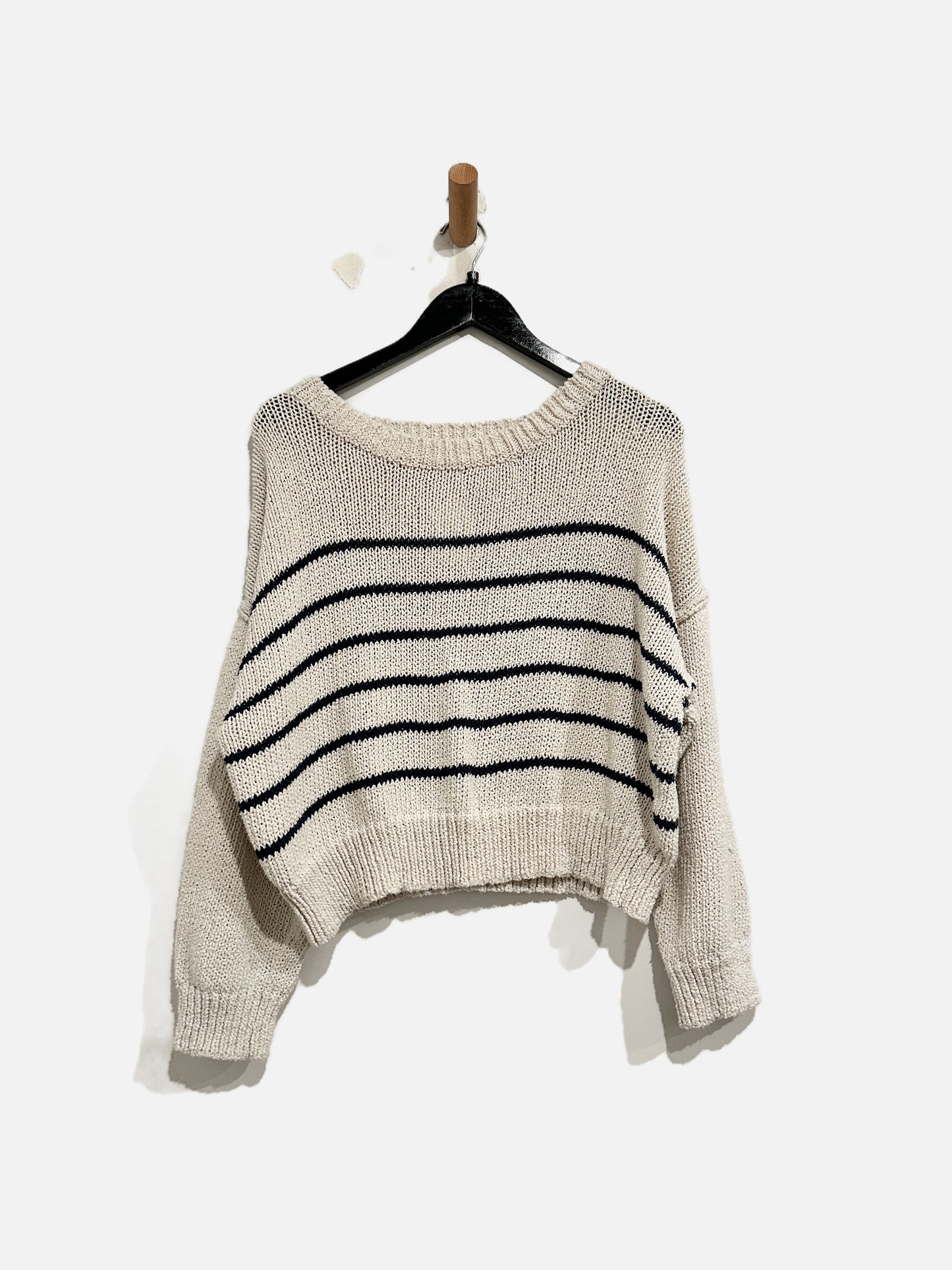 Cotton On Cream and Navy Stripe Sweater - XL