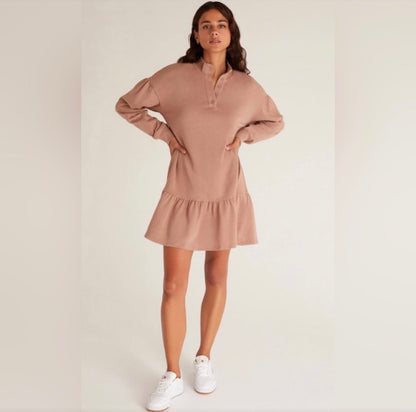 Z Supply Brown Ruffle Shirt Dress - XS