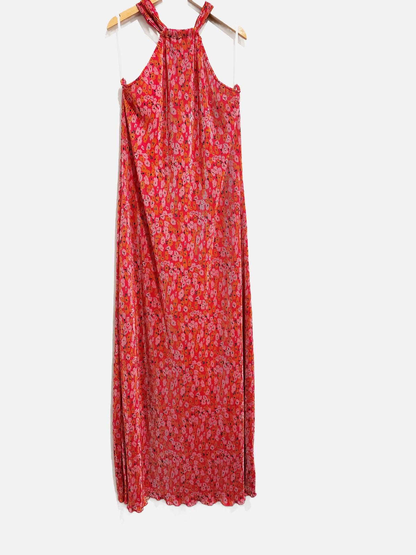 Petal + Pup Melody Plisse Pink Floral Halter Maxi Dress - XL