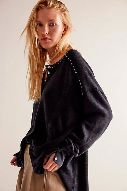 Free People Taylor Henley in Black - Small