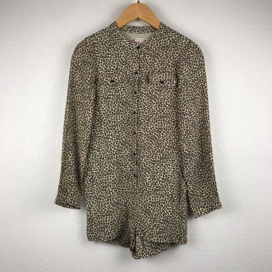 Bonpoint Leopard Print LS Romper Size 10