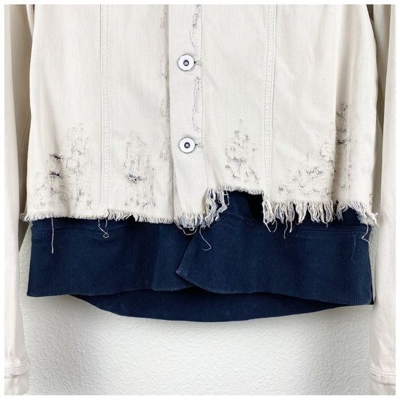 Free People Bleached Distressed Denim Jacket Size Medium