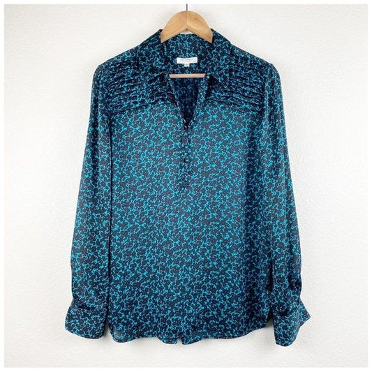 Equipment Femme Blue Floral Blouse Size Large