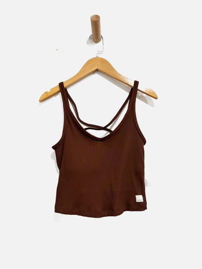 Vuori Brown Ribbed Crop Tank - Small