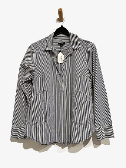 J.Crew Collared Popover Tunic Shirt in Navy Stripe - Medium
