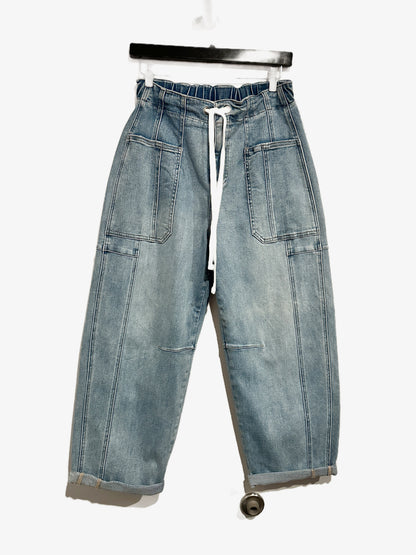 Risen High Rise Crop Barrel Leg Jeans - 26