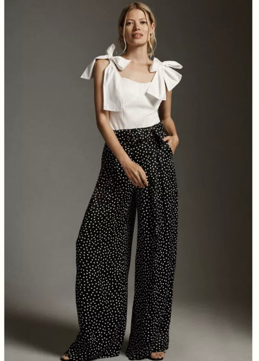 Anthropologie Black and White Polka Dot Pants - 4
