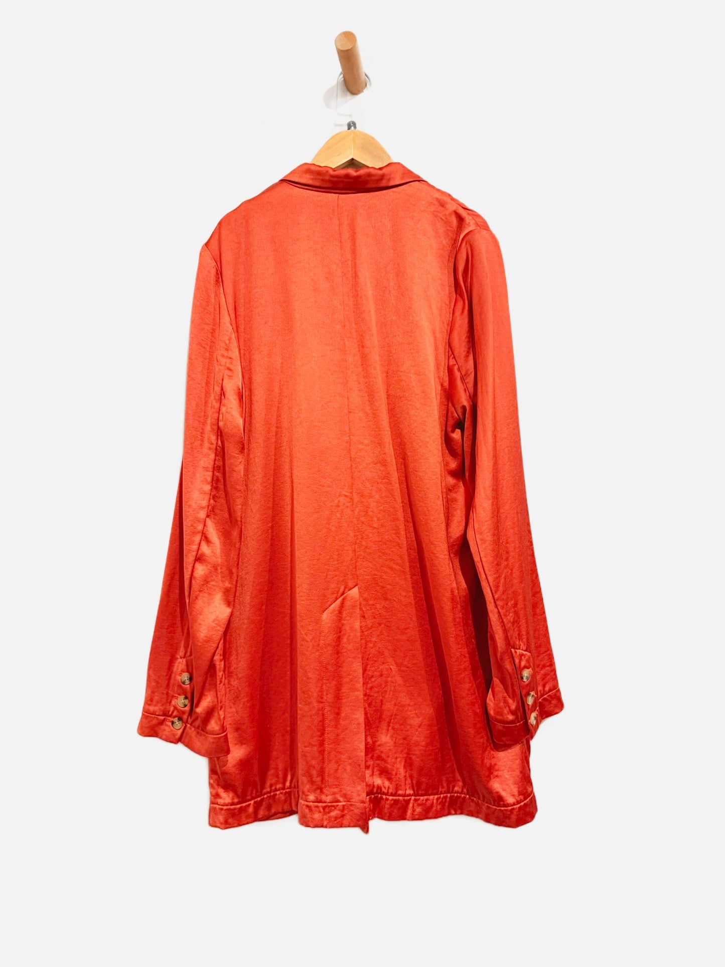 Free People Orange Satin Blazer - Large