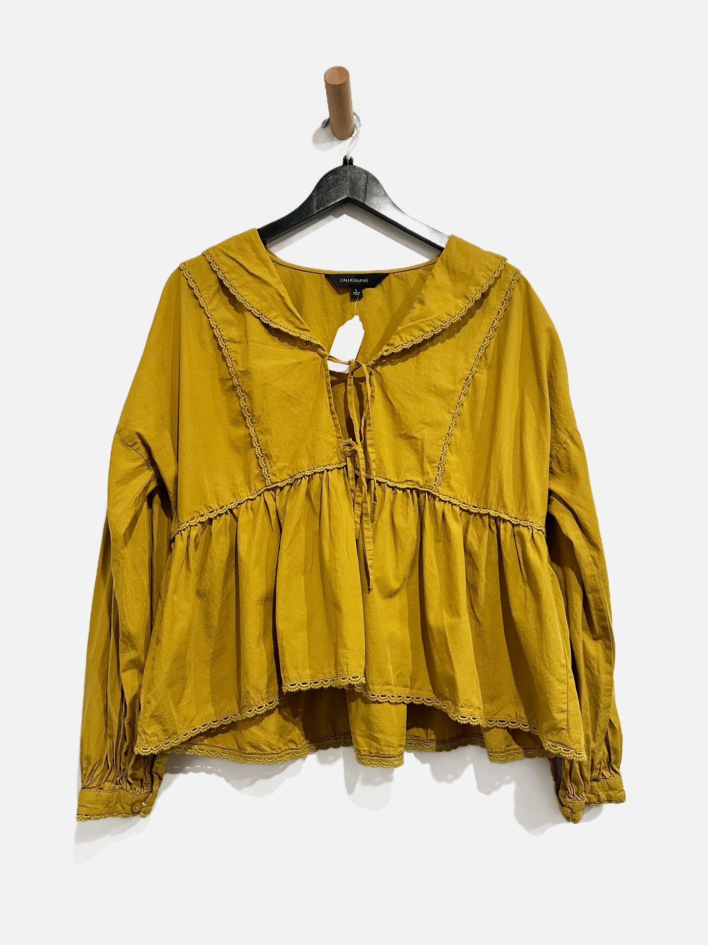Calligraphie Mustard Yellow Blouse - Large