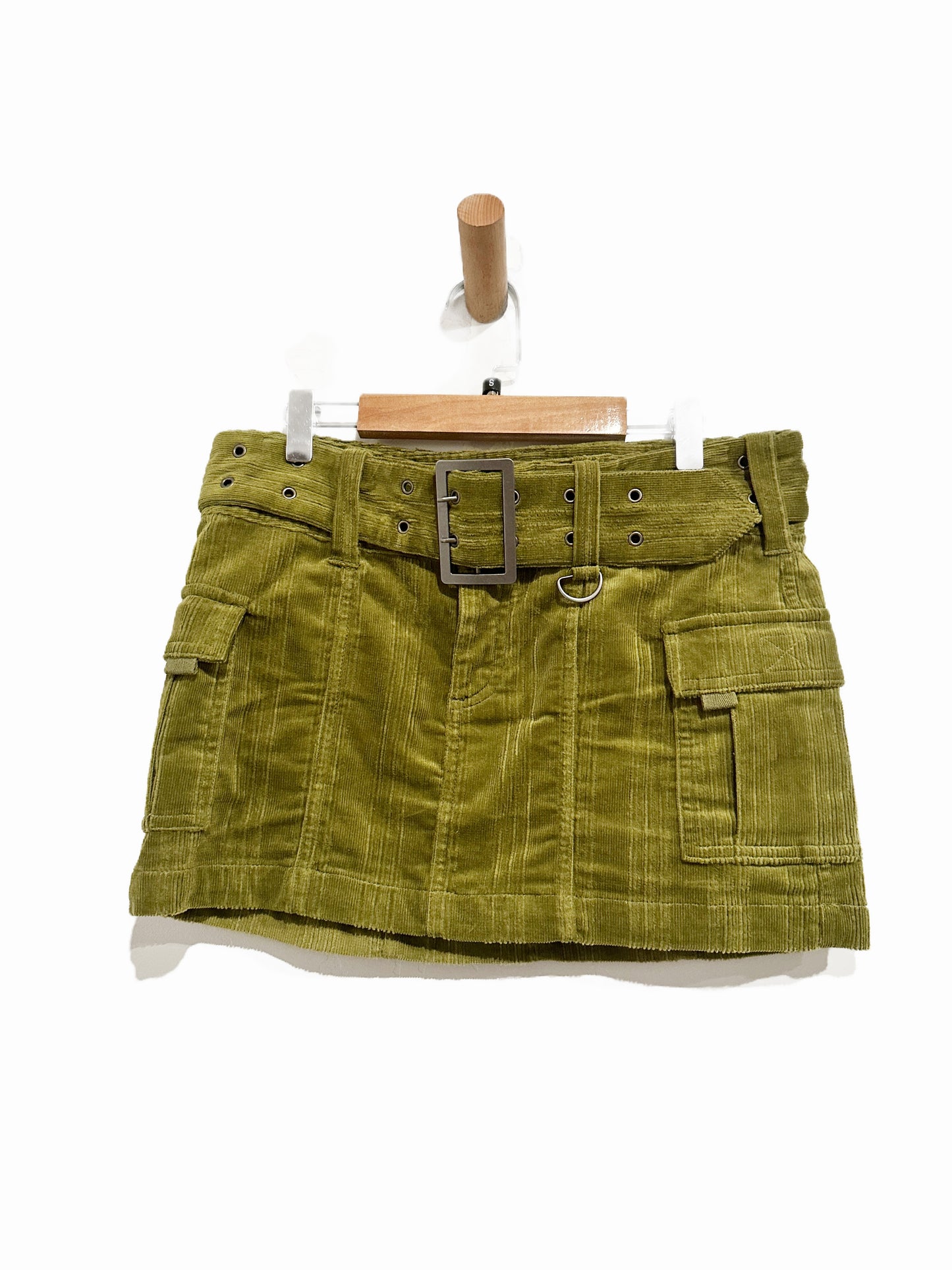 Urban Outfitters Joan Corduroy Belted Mini Skirt in Olive - Small