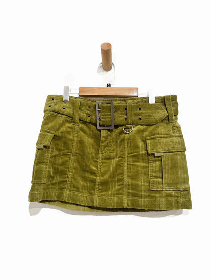 Urban Outfitters Joan Corduroy Belted Mini Skirt in Olive - Small