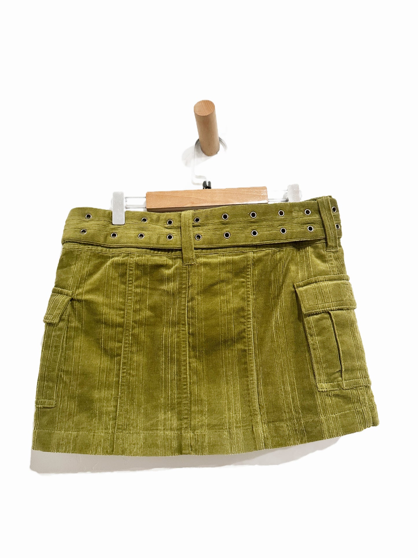 Urban Outfitters Joan Corduroy Belted Mini Skirt in Olive - Small