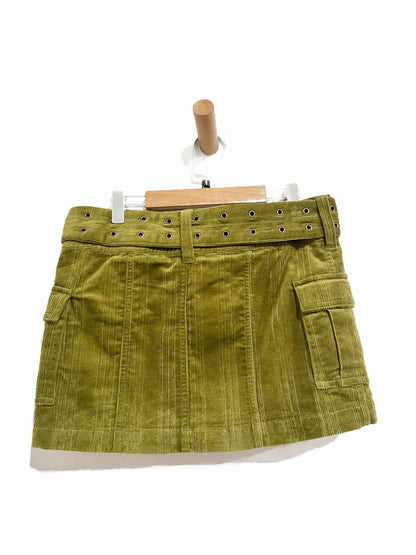 Urban Outfitters Joan Corduroy Belted Mini Skirt in Olive - Small