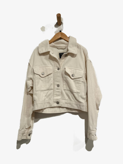 Abercrombie & Fitch White Corduroy Trucker Jacket - Small