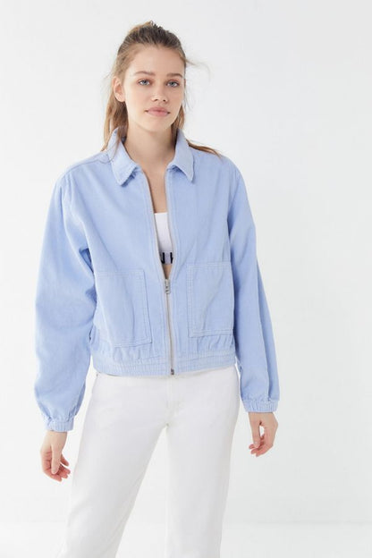 Urban Outfitters Blue Corduroy Zip-Front Jacket - Small