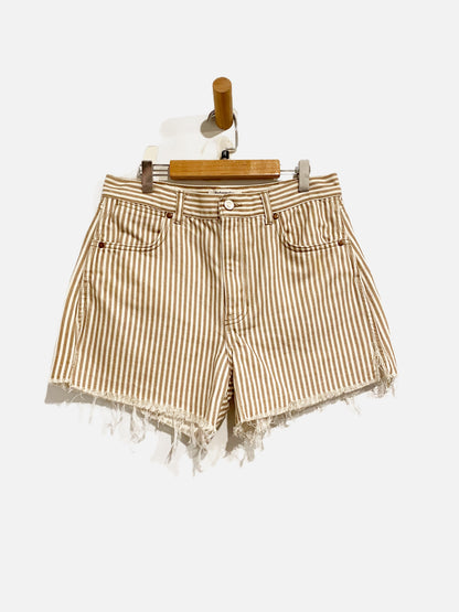 Reformation Jeans Brown and White Stripe Shorts-28