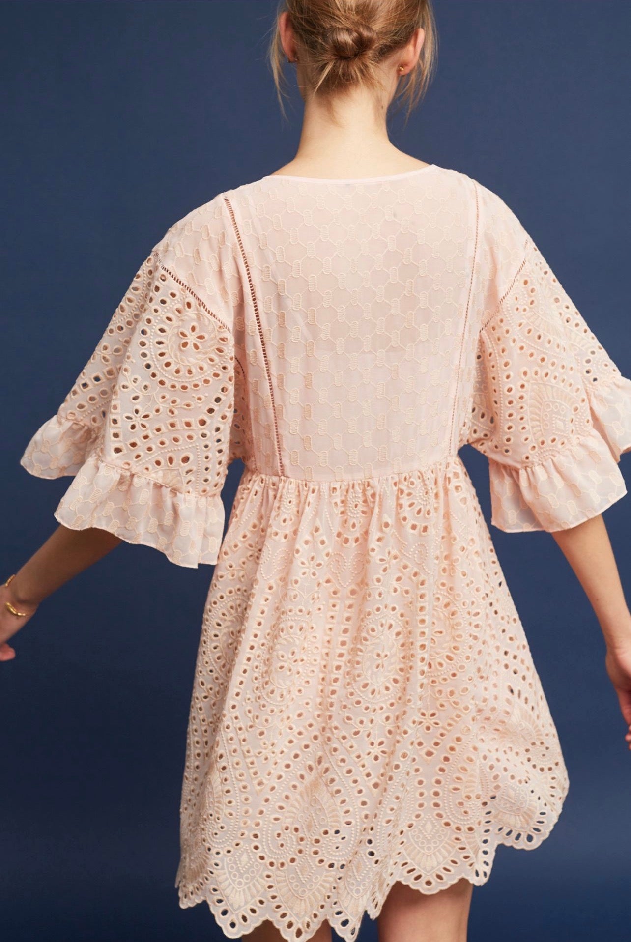 Akemi + Kin Brooke Eyelet Swing Dress in Peach - 12