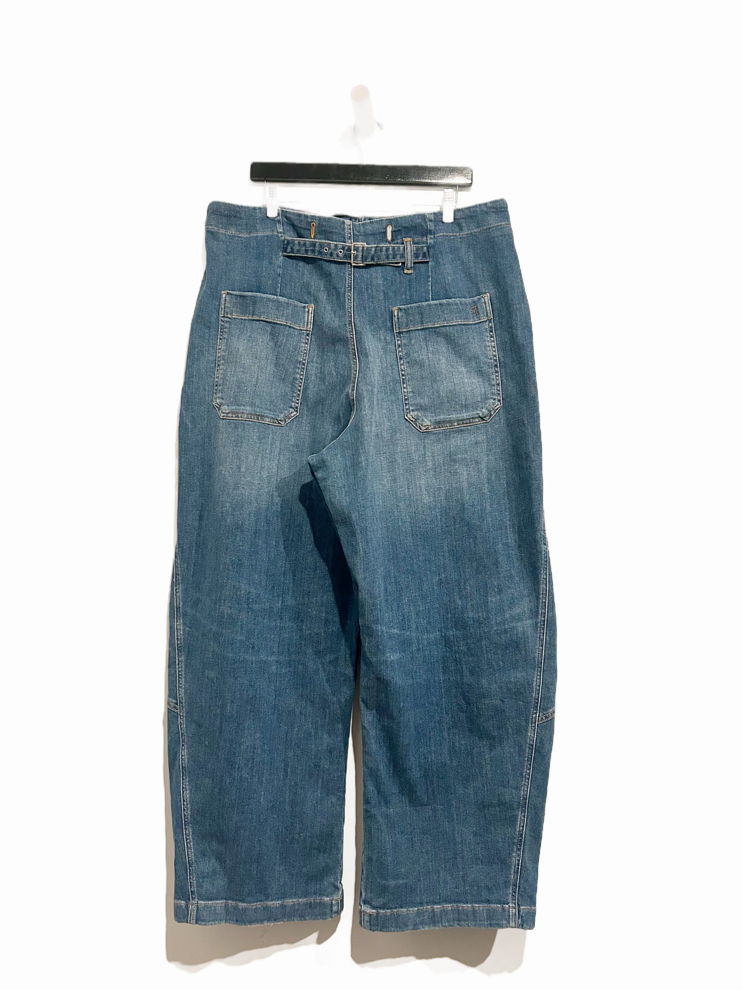 Anthropologie Pilcro The Arin Mid-Rise Button-Front Barrel Pant in Plover Wash - 34T