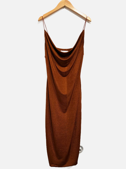 Luvalot Brown Cowl Neck Mini Dress - 8
