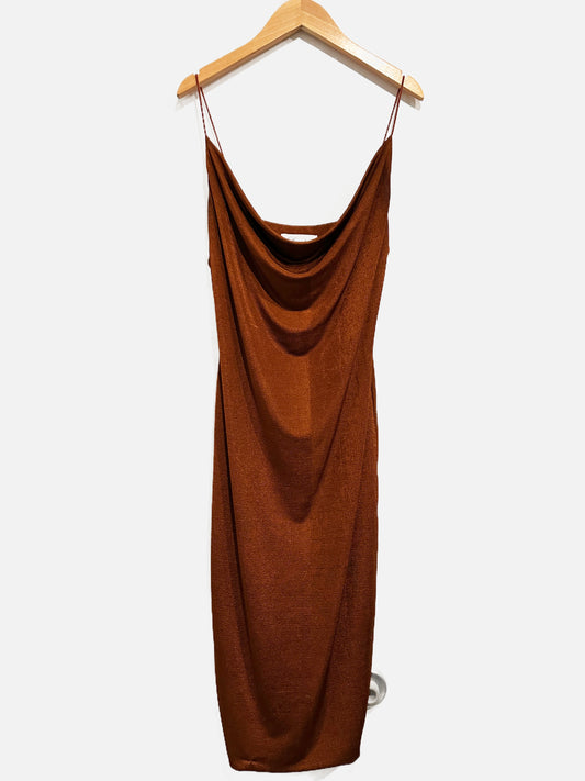 Luvalot Brown Cowl Neck Mini Dress - 8