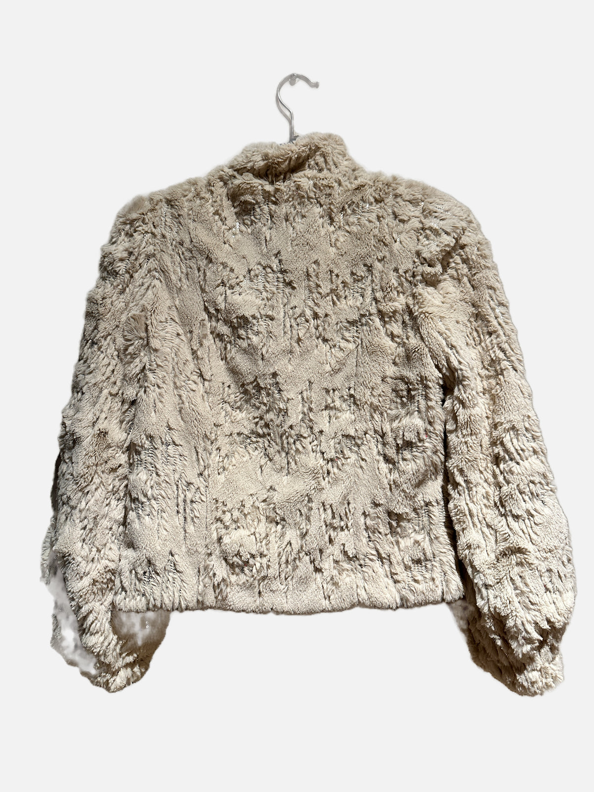 Chaser Faux Fur Sequin Puff Sleeve Jacket - XS