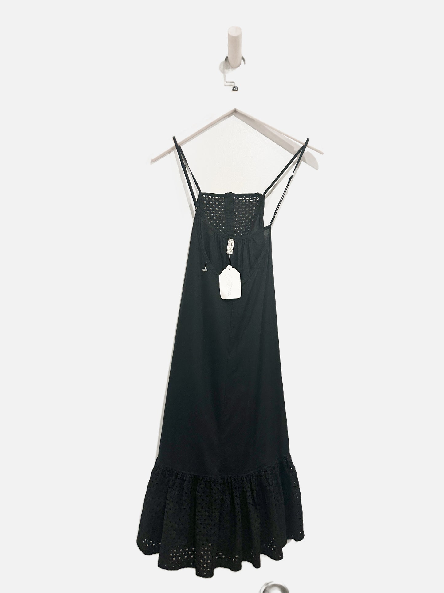 Free People Calico Trapeze Mini Dress in Black - XS