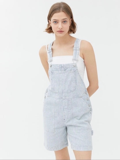 UO BDG Railroad Stripe Shortalls - XL