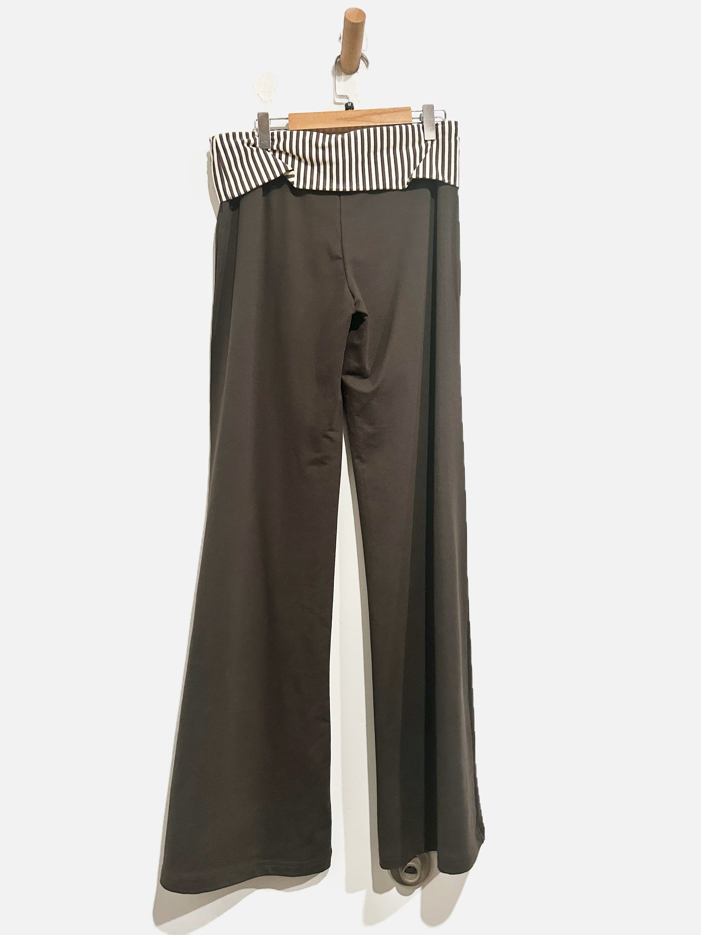 Edikted Meshey Striped Foldover Pants in Dark Gray - Medium