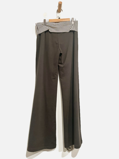 Edikted Meshey Striped Foldover Pants in Dark Gray - Medium