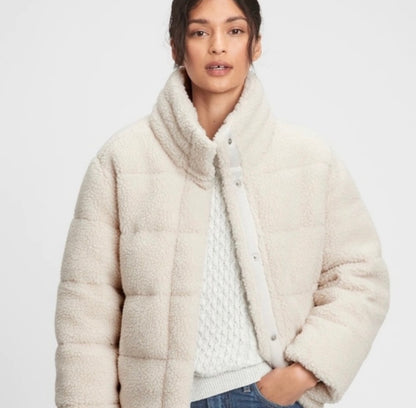 Gap Cream Sherpa Puff Jacket - Small