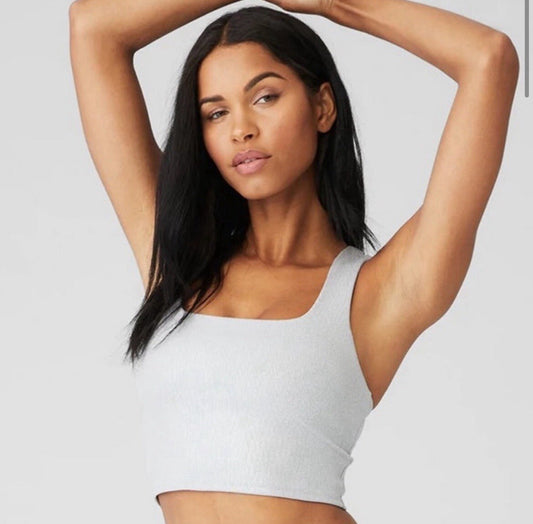 Alo Yoga Gray Ribbed Sports Bra- Small