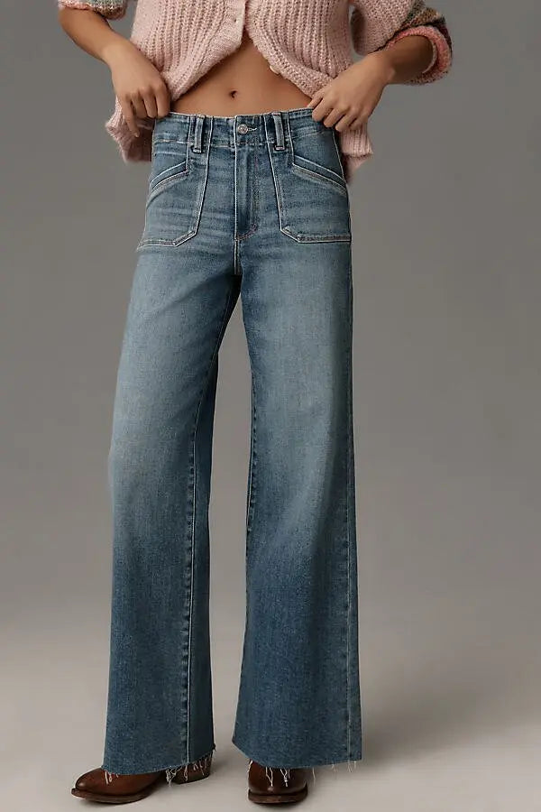Paige Anessa High-Rise Wide Leg Jeans - 26