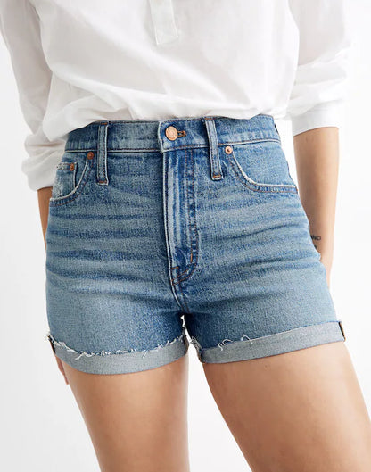 Madewell High-Rise Denim Shorts in Malden Wash - 27