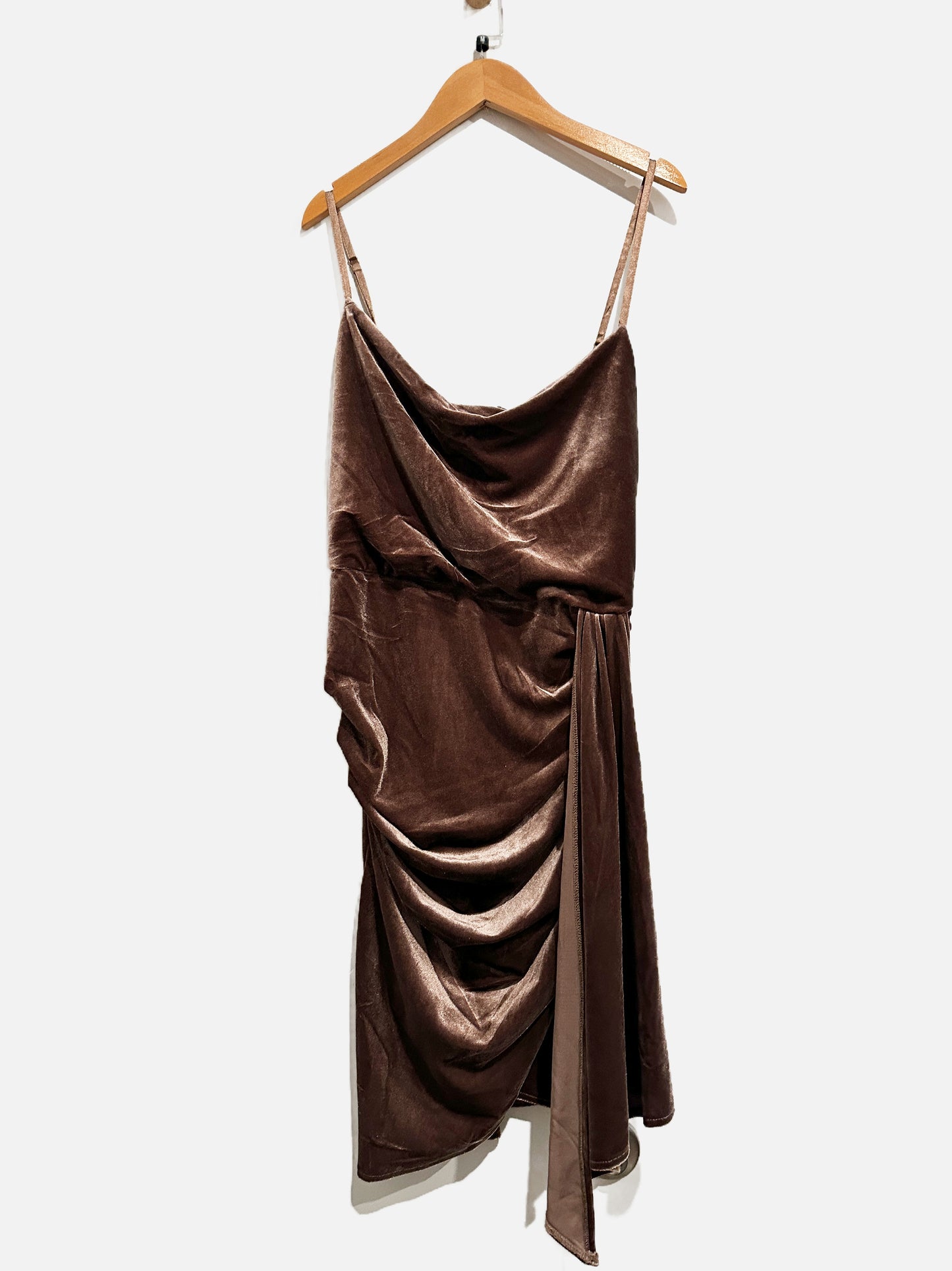 Lulus Living it Luxe Taupe Velvet Tulip Mini Dress - Medium