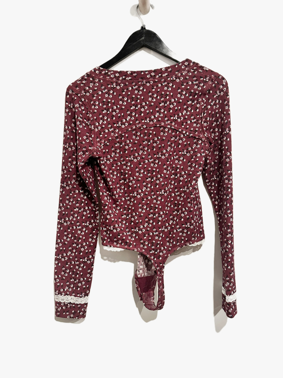 Free People Sugar Dreams Bodysuit in Wine Combo - Medium