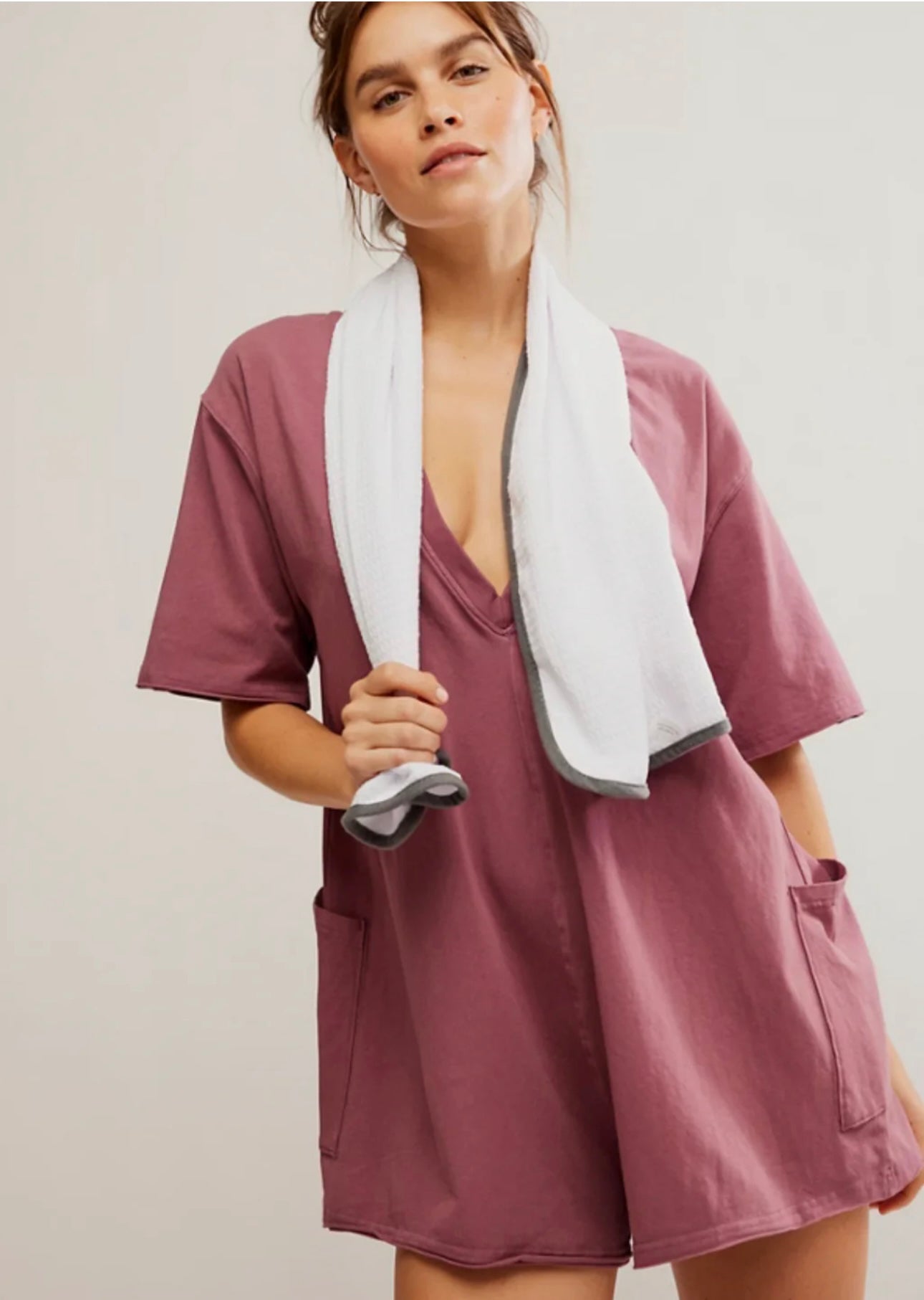 Free People Hot Shot Tee Reversible Burgundy Romper - Medium