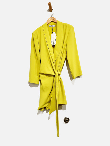 Zara Lime Green LS Wrap Dress - Medium