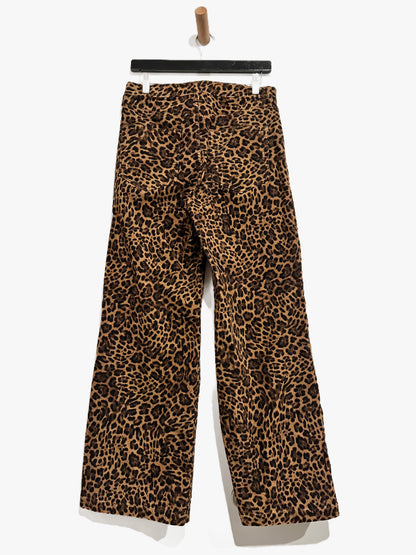Gap High Rise Stride Corduroy Wide Leg Pants in Leopard - 29