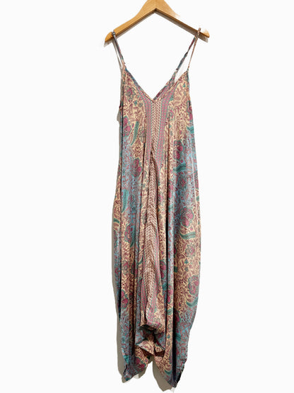 Paani Blue/Pink Paisley Print Jumpsuit - Small