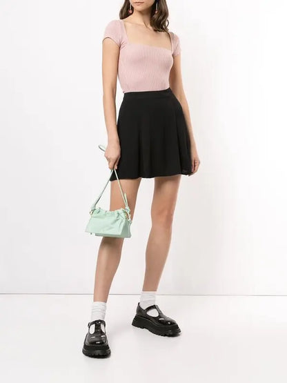 Reformation Bardot Ribbed Top in Pink