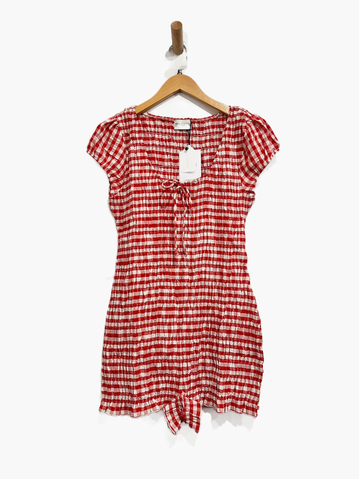 NWT Princess Polly Bashful Playsuit in Red Check - 10