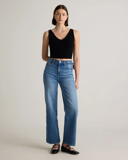 Quince Comfort Stretch High Rise Relaxed Straight Jeans - 28