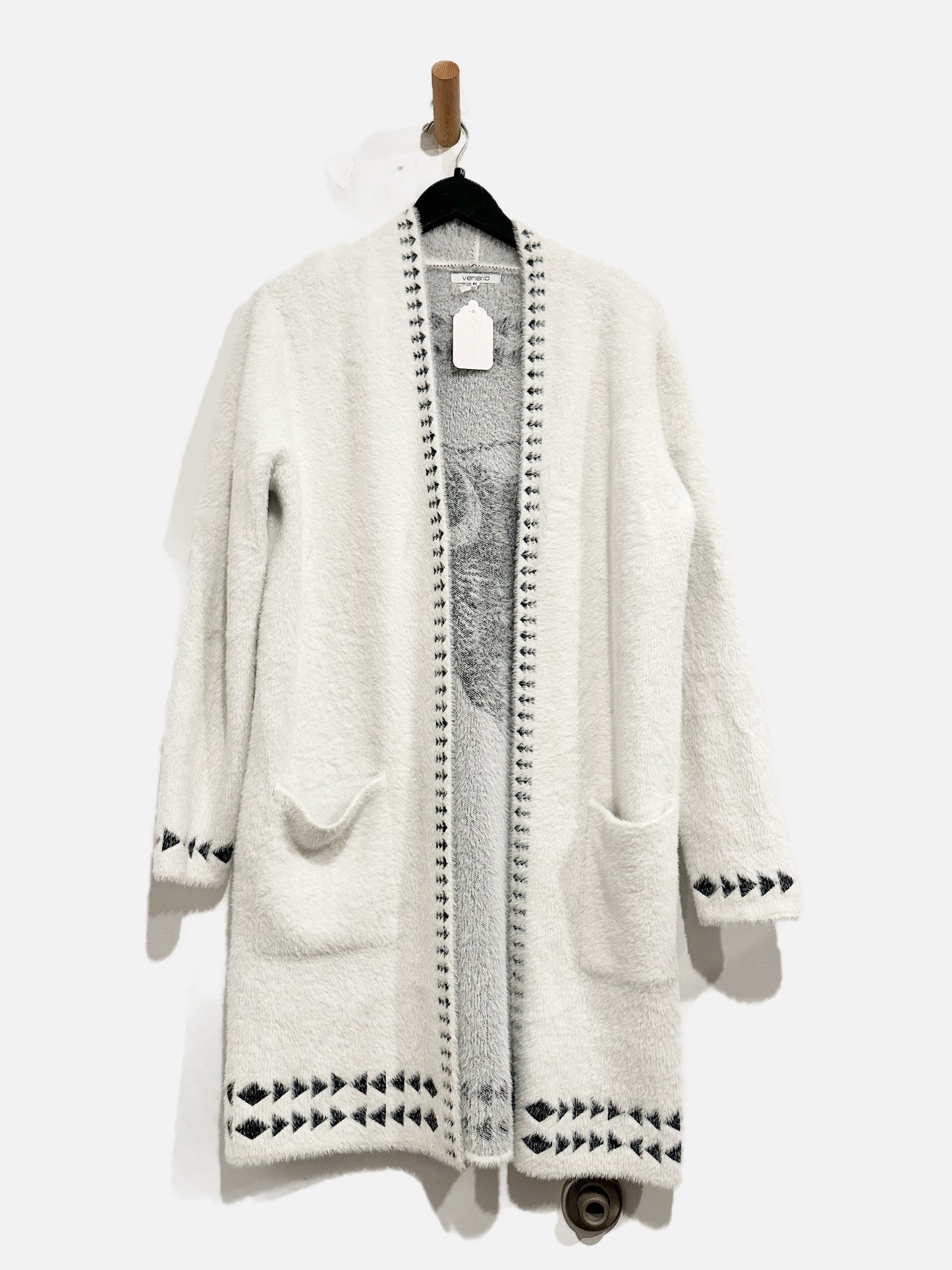 Venario White Eyelash Buffalo Cardigan - Medium
