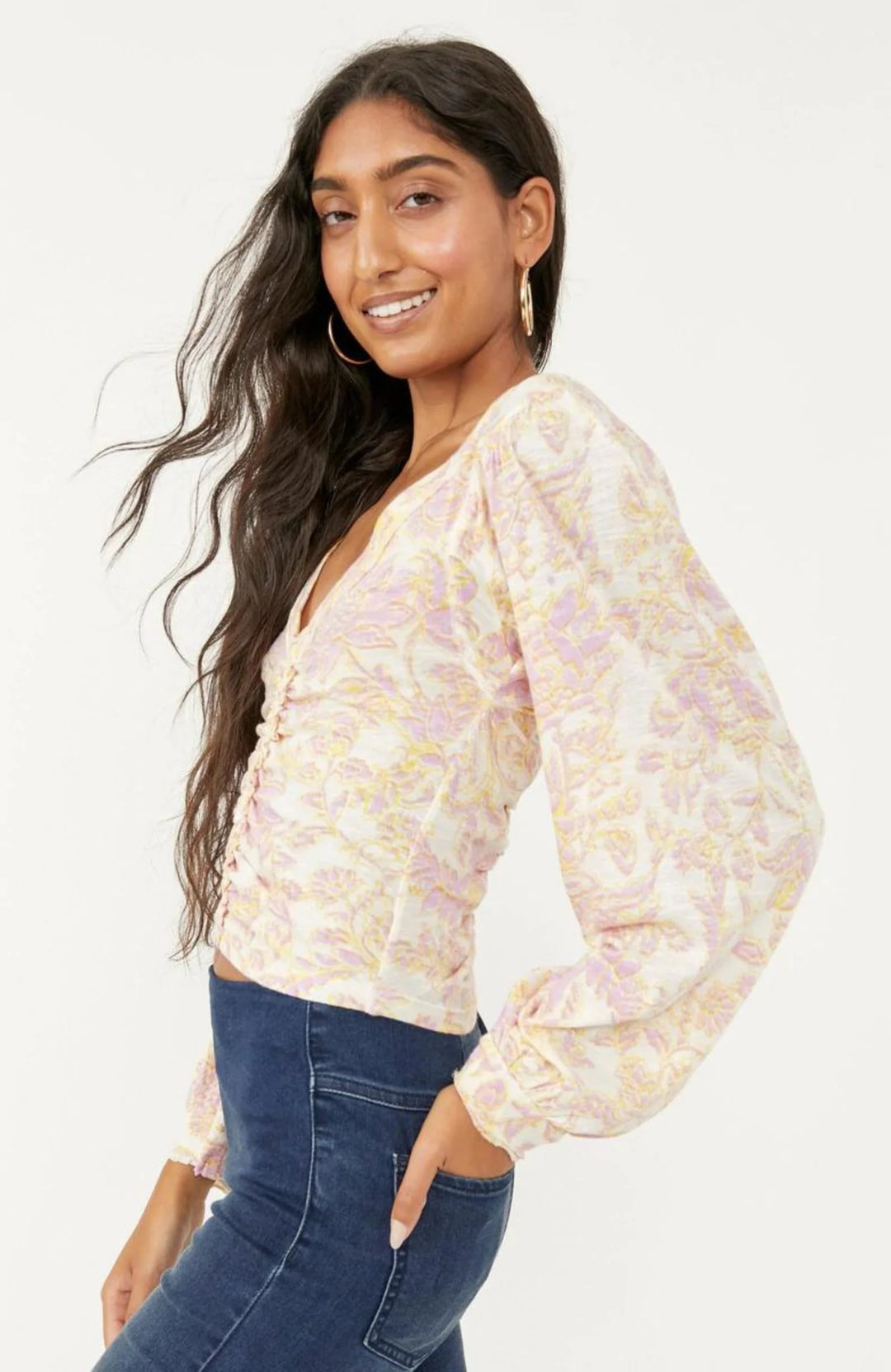 Free People NWT Say The Word Ruched Top in Champagne Dream - XS