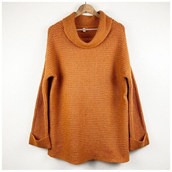 Anthropologie Pilcro Orange Knit Cowl Neck Sweater Size Small