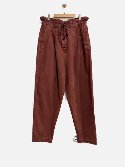 Free People Burgundy Pleated Pants - Large